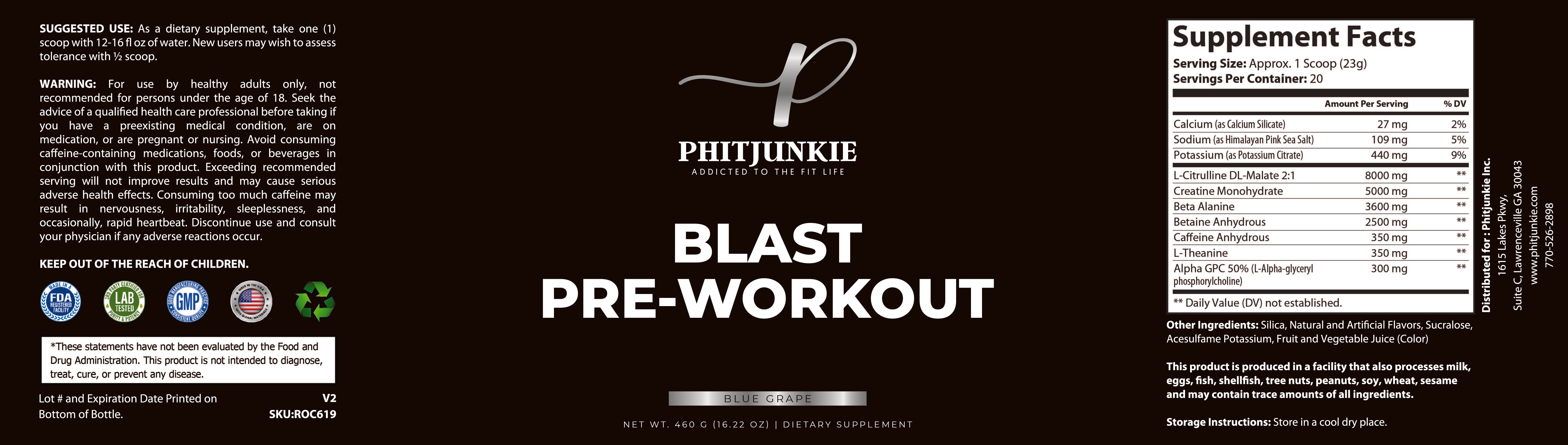 Blast (Blue Grape)Pre-Workout 